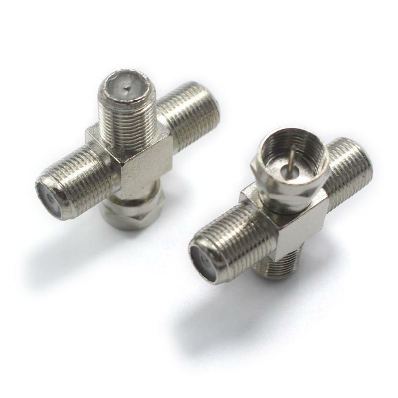 5Pcs F Male Plug to Female Plug Metal TV Set-top Box Joint Antenna Connector