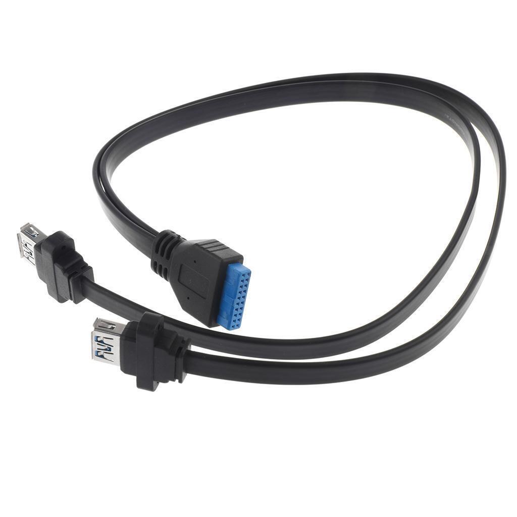 2Ports 50cm USB 3.0 Type A Female to Motherboard Header 20Pin Cable Adapter