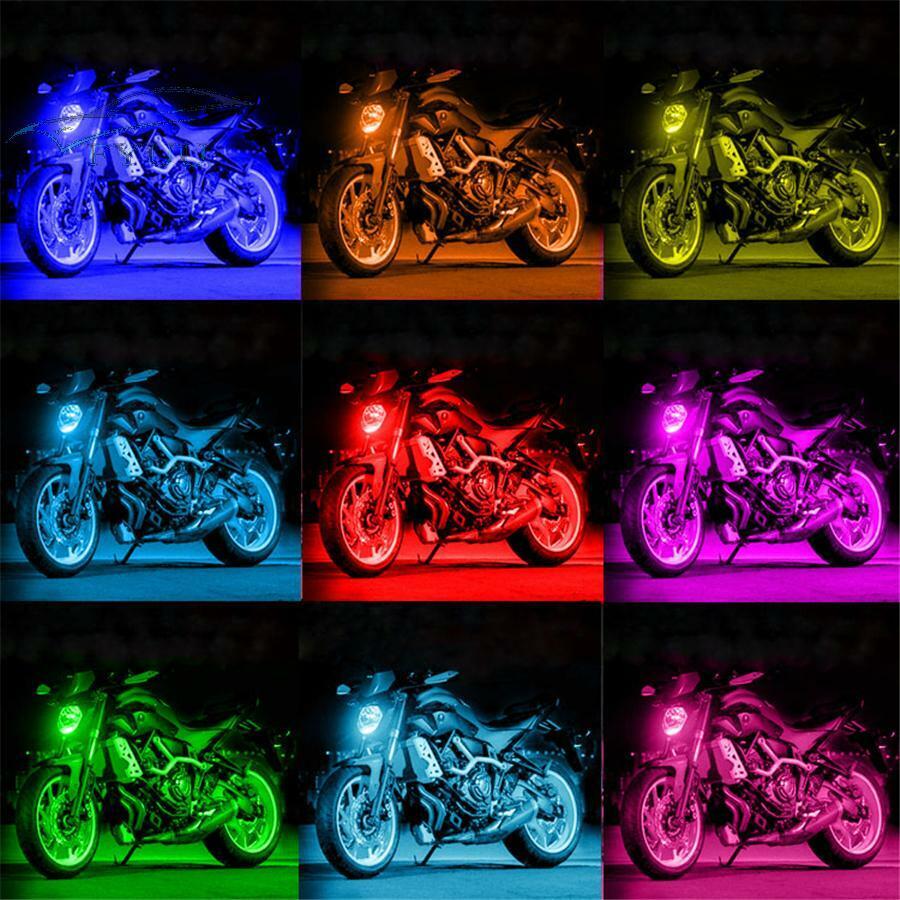 1set 144LED RGB LED Neon Under Glow Strip Light Remote Control For Motorcycle