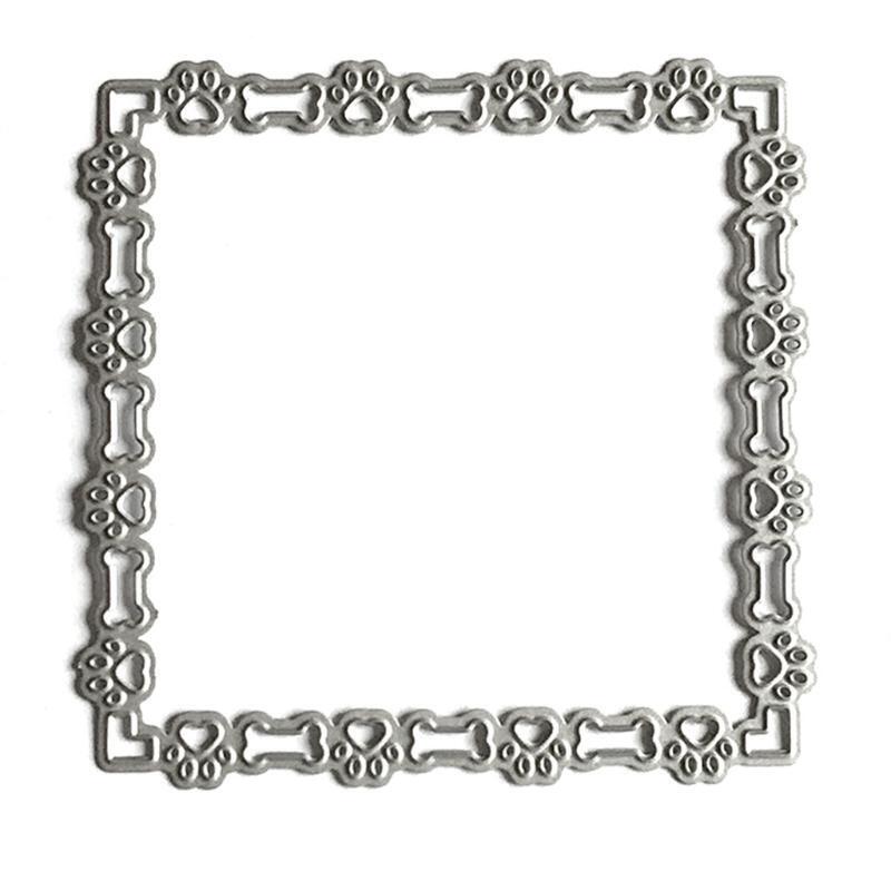 Square Dog Paw Bone Metal Cutting Dies Stencil Scrapbooking DIY Album Stamp Card