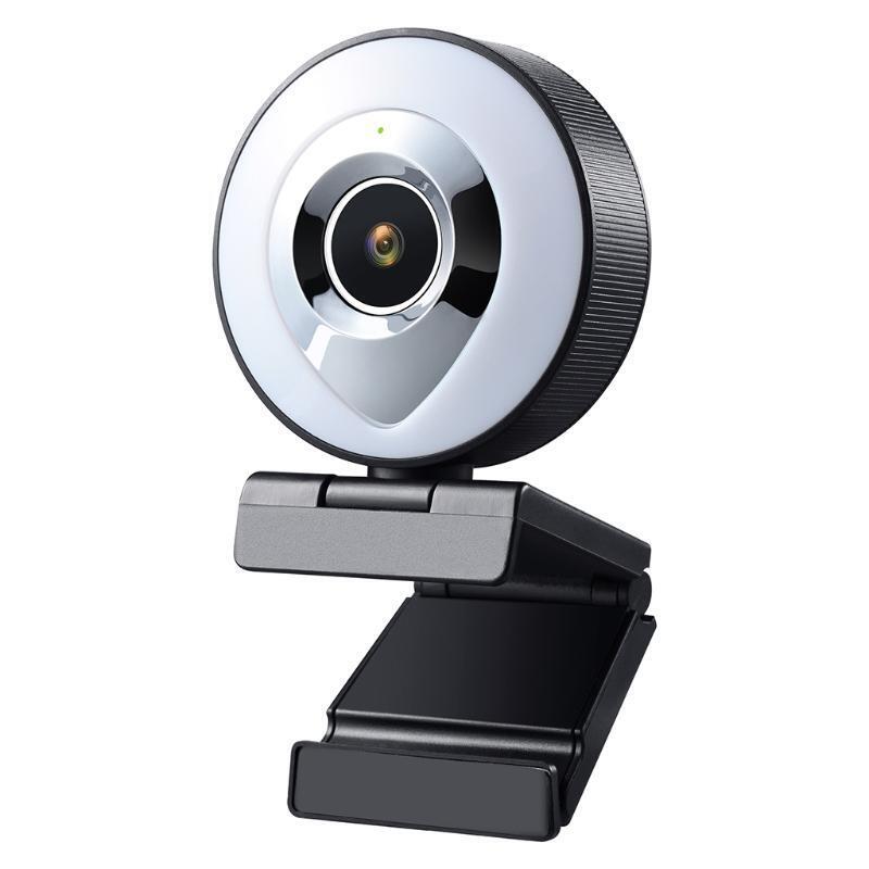 1080P Webcam Built in Adjustable Ring Light and Mic Advanced Autofocu Web Camera