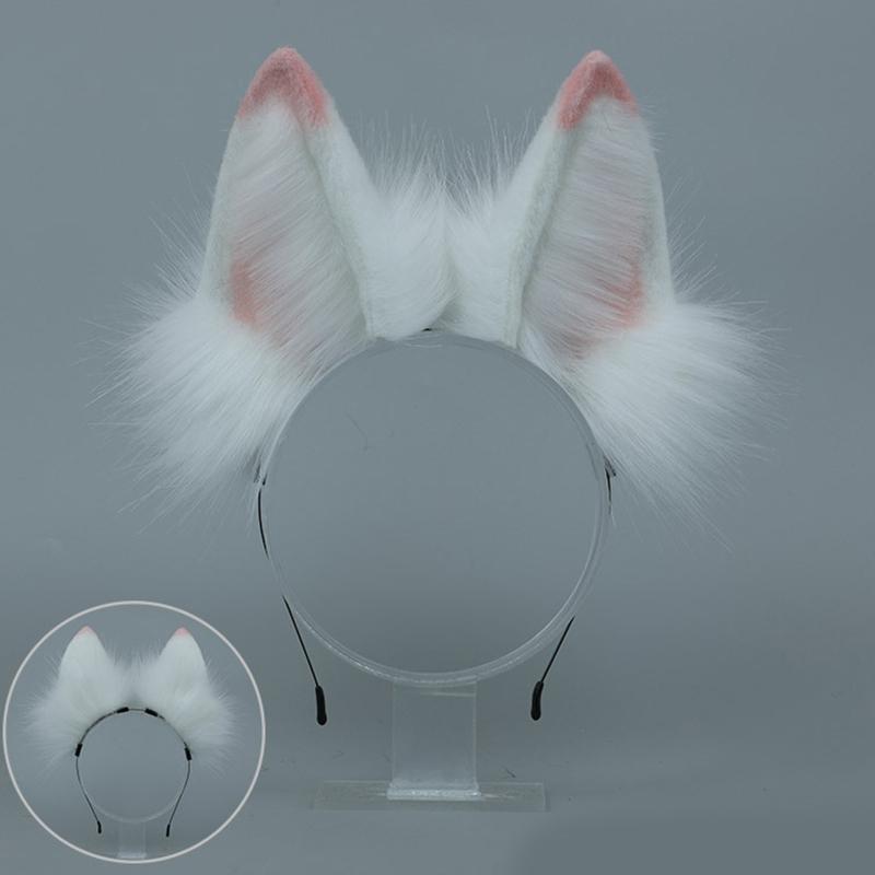 Faux Fur Wolf Ears Cat Ear Headband Hair Hoops Night Party Anime Lolita Hairband