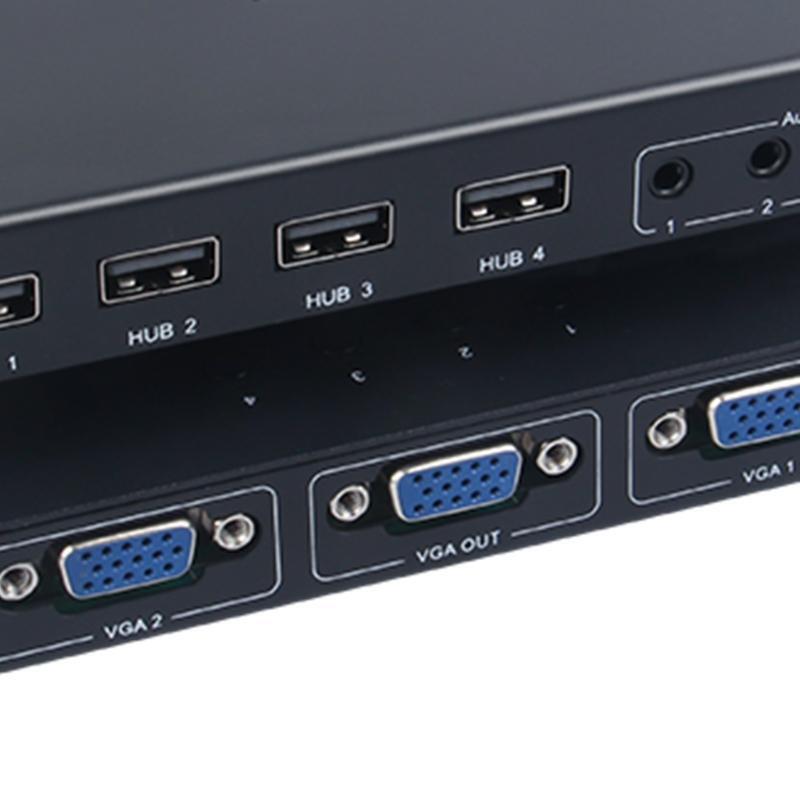 KVM VGA Switch Box USB 2.0 Switcher 4 PC Sharing 1 Monitor for Keyboard Mouse