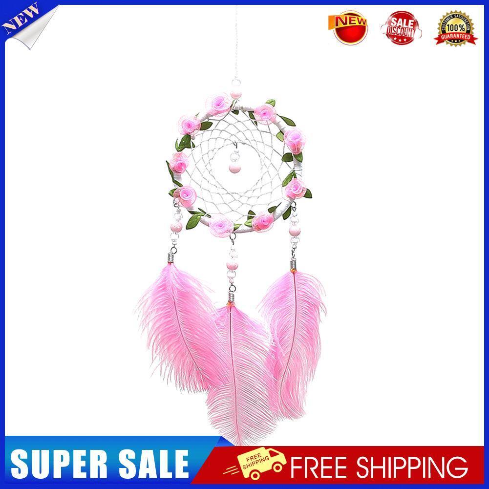 Pink Feathers Handmade Dreamcatcher Craft Dream Catcher Net Home Wall Decor