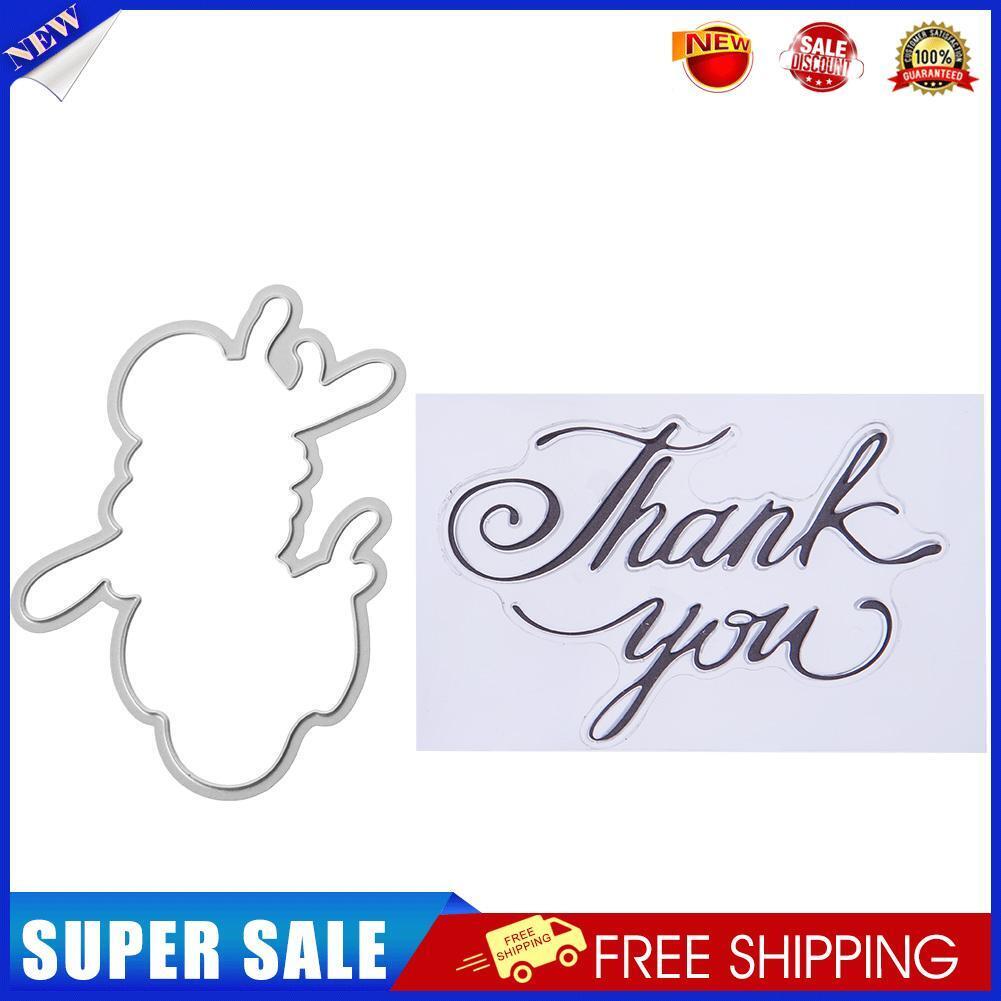 Silicone Thank You Stamp+Metal Cutting Dies Stencil Frame Scrapbook Album