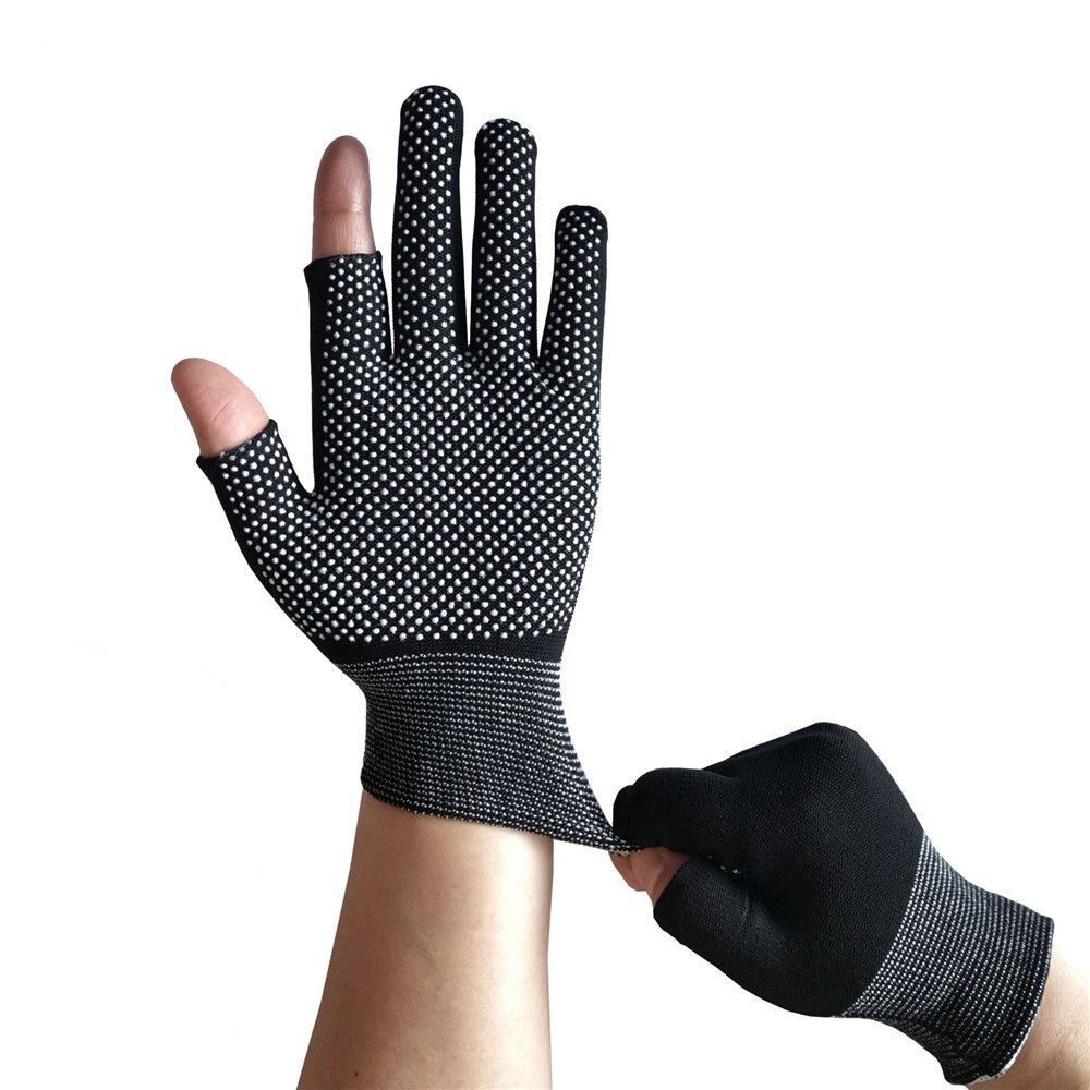 Driving Biking Mittens Anti-Slip Fishing Gloves Two Half Fingers Sun Protection