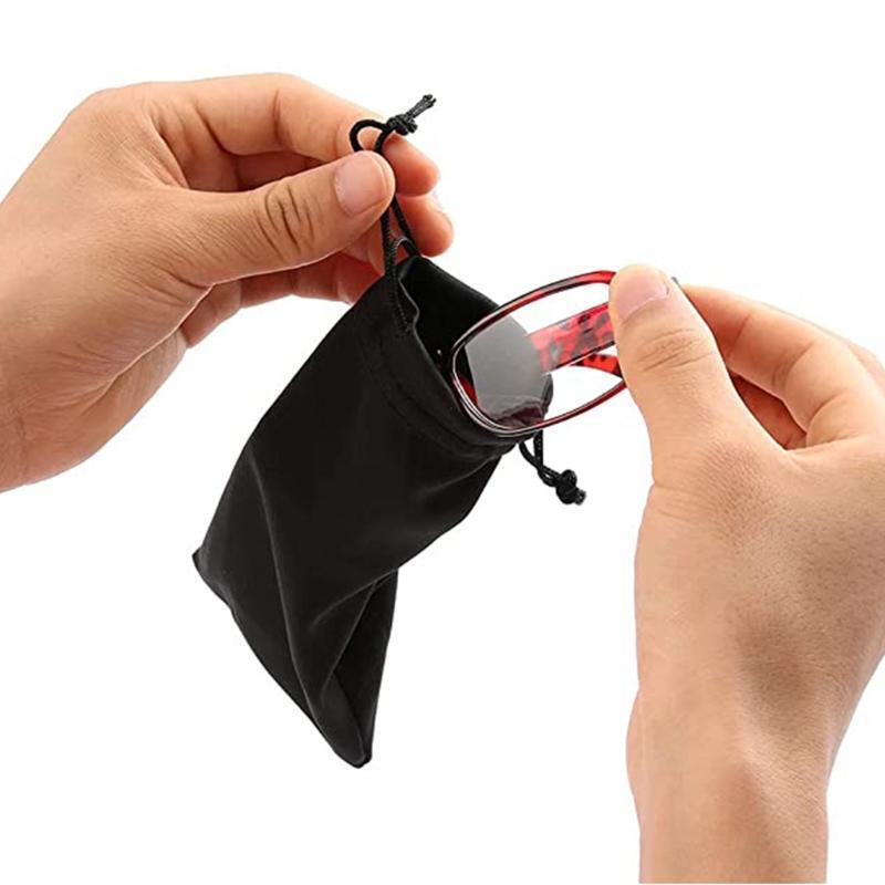 Portable Glasses Cloth Bag Drawstring and Black Glasses Cleaning Cloth Men Women