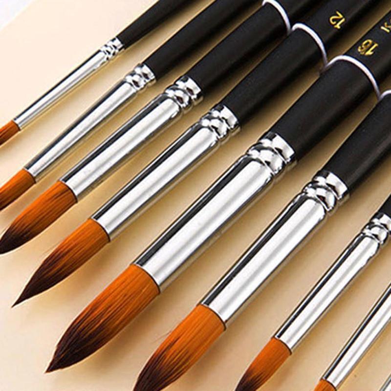 9pc Round Detail Art Paint Brushes Watercolor Brush Pen for Acrylic Oil Painting