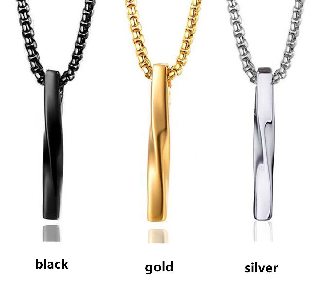 Fashion Trendy Jewelry Men Pendant Rectangle Stainless Steel Chain Necklace