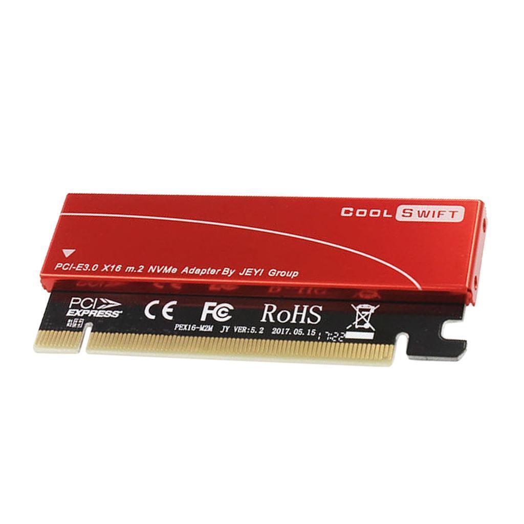 M.2  SSD to PCI-e X16 Converter Card  with Case Heatsink Red