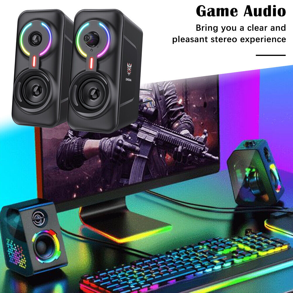 2pcs ONIKUMA L6 Gaming Wired LED Speaker Bluetooth-Compatible Stereo Kit