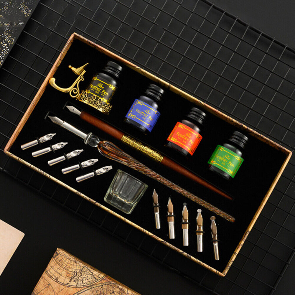 Starry Sky Glass Fountain Dip Pen Stationery Ink Calligraphy Pen (Burning)