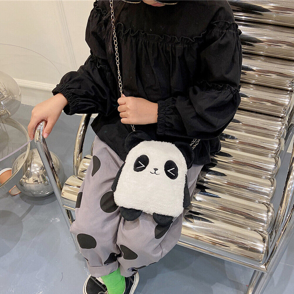 Cute Panda Crossbody Bag Kids Plush Chain Shoulder Bags Small Purse (A)