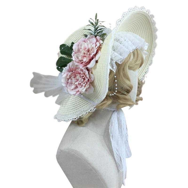 Women Summer Sun Hat Lace Straps Secure Sunlight Protection for Outdoor