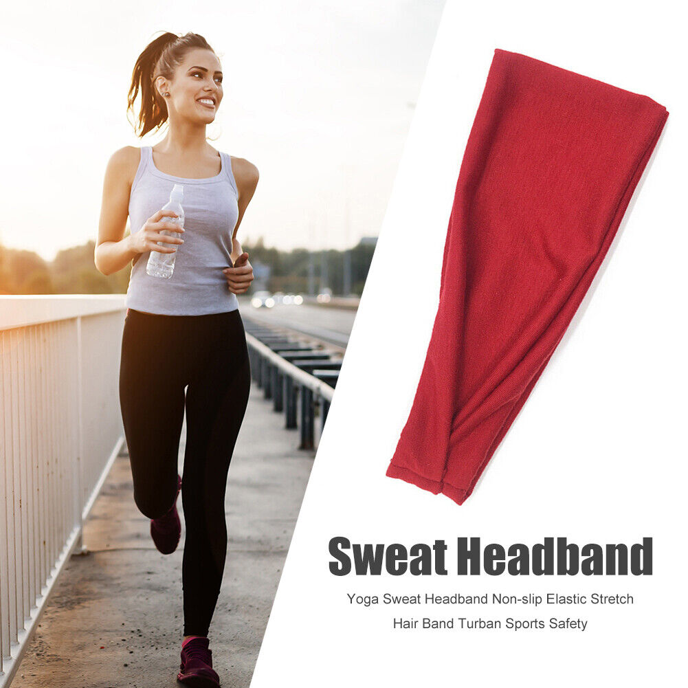 Yoga Sweat Headband Non-slip Elastic Stretch Hair Band Sports Safety (Red)