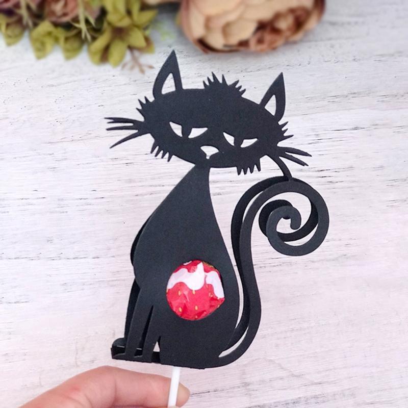 Cat Lollipop Holder Metal Cutting Dies Photo Album Decoration Accessories DIY