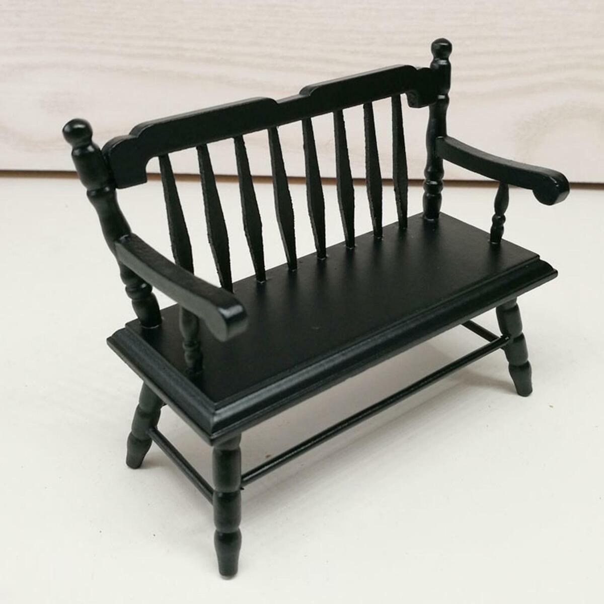 Wooden 1:12 Outdoor Garden Bench    Bed Scenery Supplies
