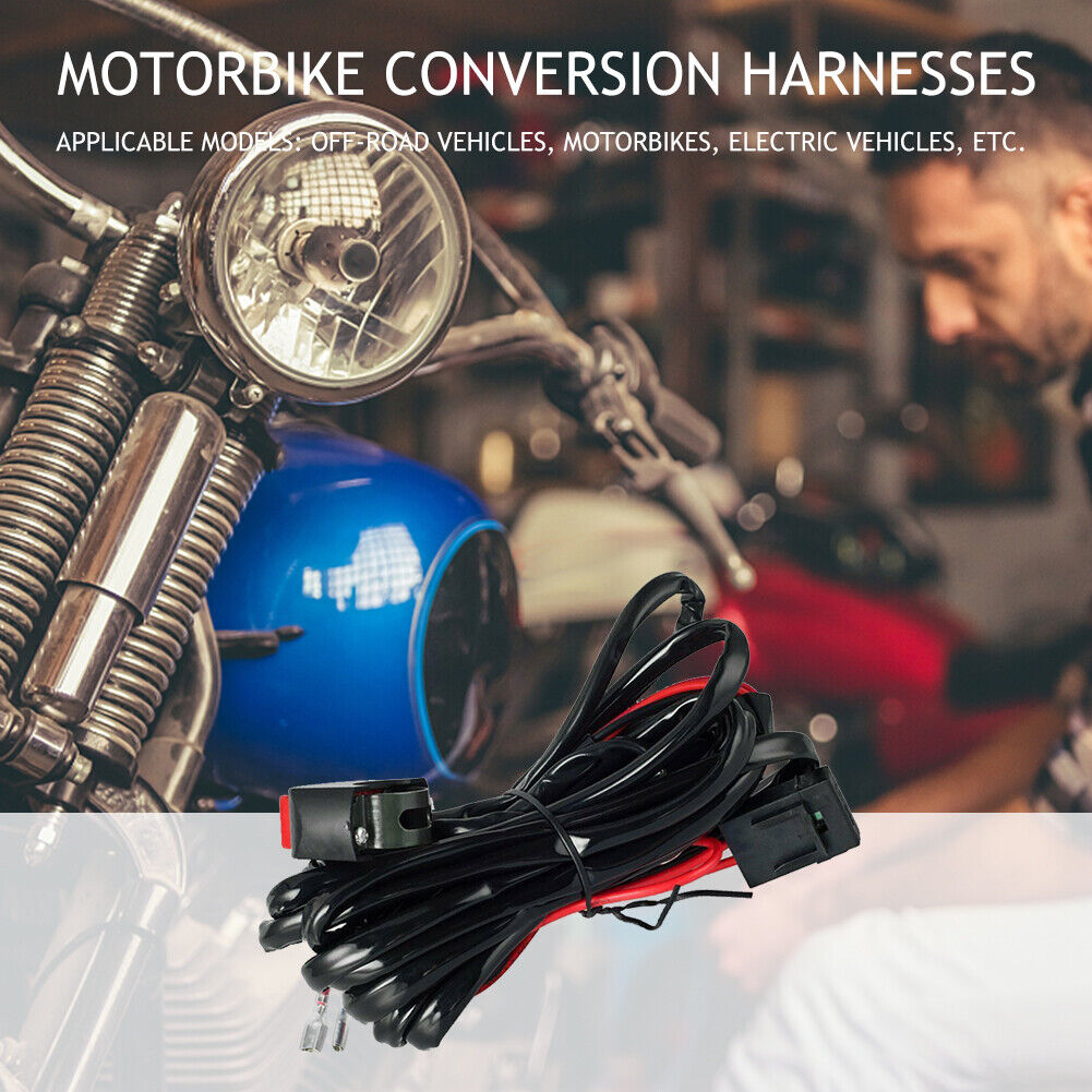 Motorcycle Fog Light Wiring Harness LED Lamp Headlamp Refit Switch Cable