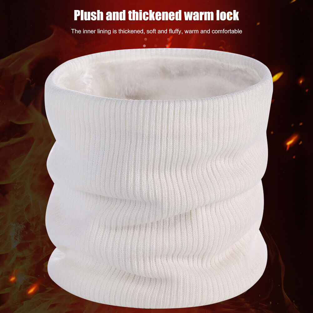 Winter Warm Double-Layer Scarf Neck Cover Solid Color for Women Men (White)