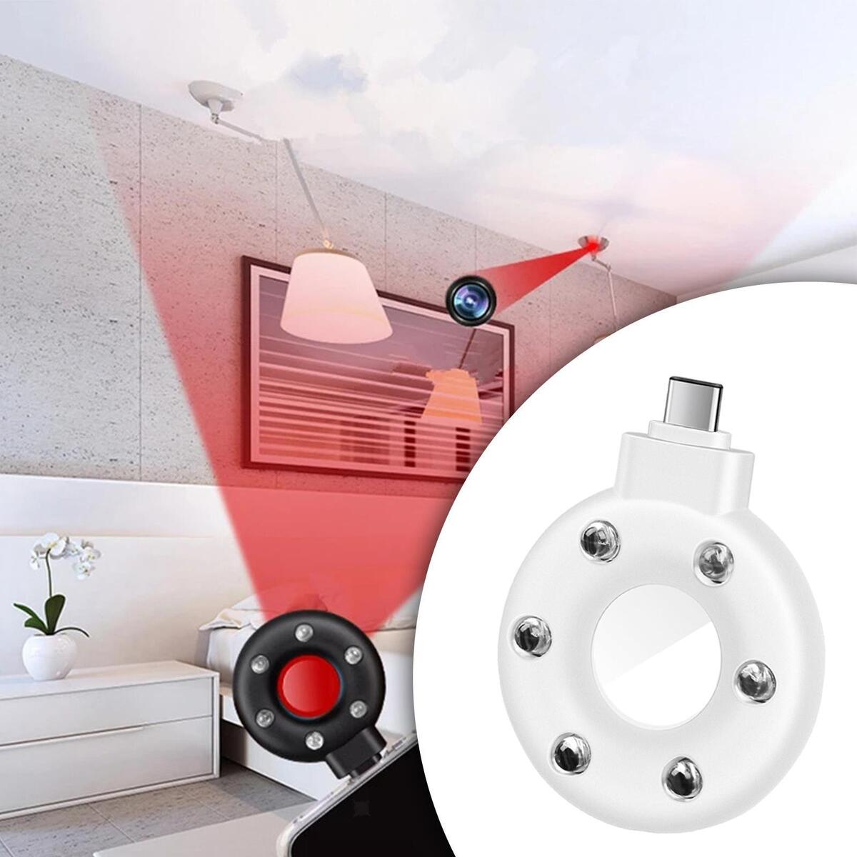 2pcs Pocket Sized Camera Detector W/LED Lights for Hotel Dressing Room Bathroom