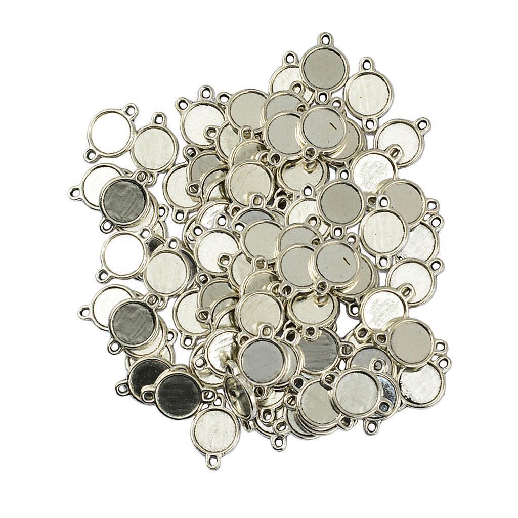 100 Pieces Double Sided Bezel Pendants Blanks Base Settings for Jewelry 10mm