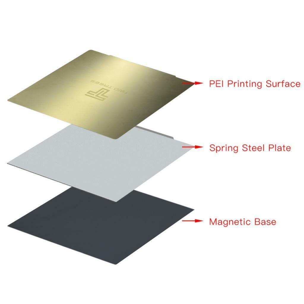 Pre-applied 220x220mm Steel PEI Heatbed + Magnetic Base Flex Plate Hot Bed