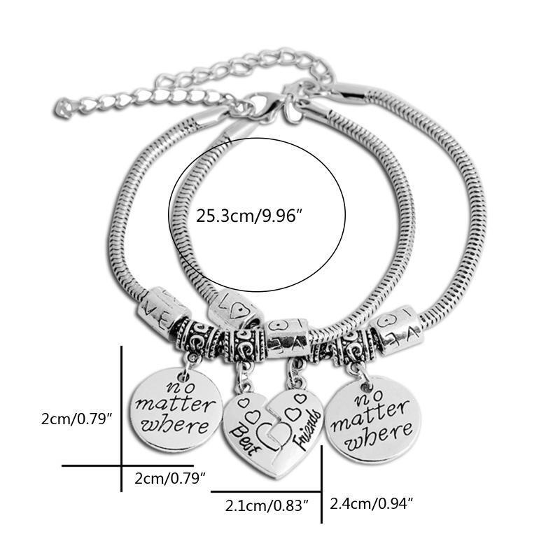 Love-shaped Best Friends Bracelets No Matter Where Bracelet Fashion Jewelry Gift