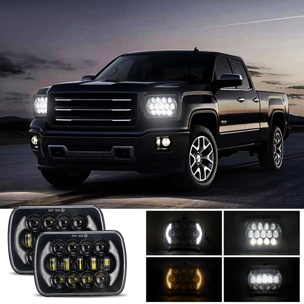 300W 5x7 7x6 inch LED Headlight Hi/Lo Beam DRL Turn Signal for Jeep Chevy