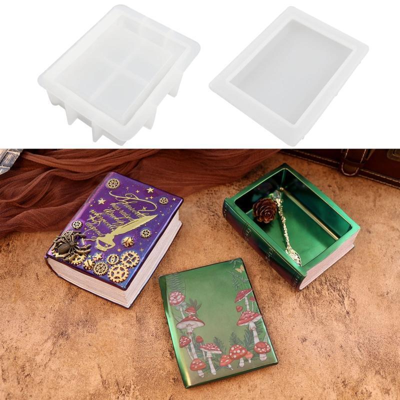Silicone Jewelry Box Molds with Lid Book-shape Silicone Mold for DIY Jewelry Box