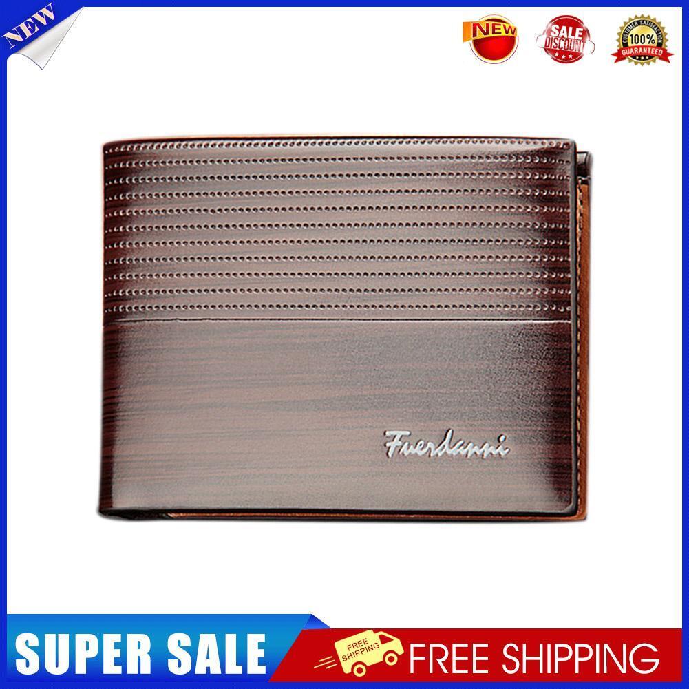 Baellerry Short Bifold Wallet Leather Card Holder Men Clutch (Dark Brown)