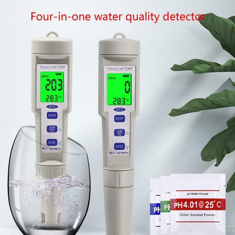 4-in-1 Digital pH Meter with pH/TDS/EC/Temp Function Water Quality Tester ABS