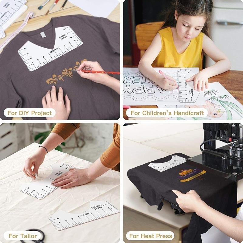 8pcs T-Shirt Alignment Ruler Guide Tool to Center Designs for Vinyl Placement
