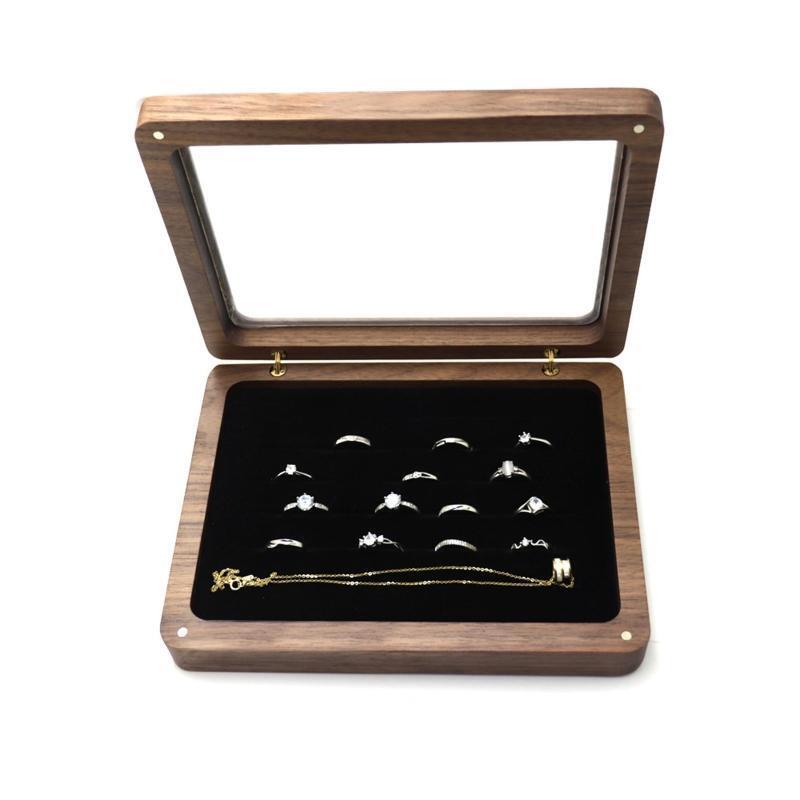 Flannel Watch Case Jewelry Container with Glass Top Earrings Storage Holder