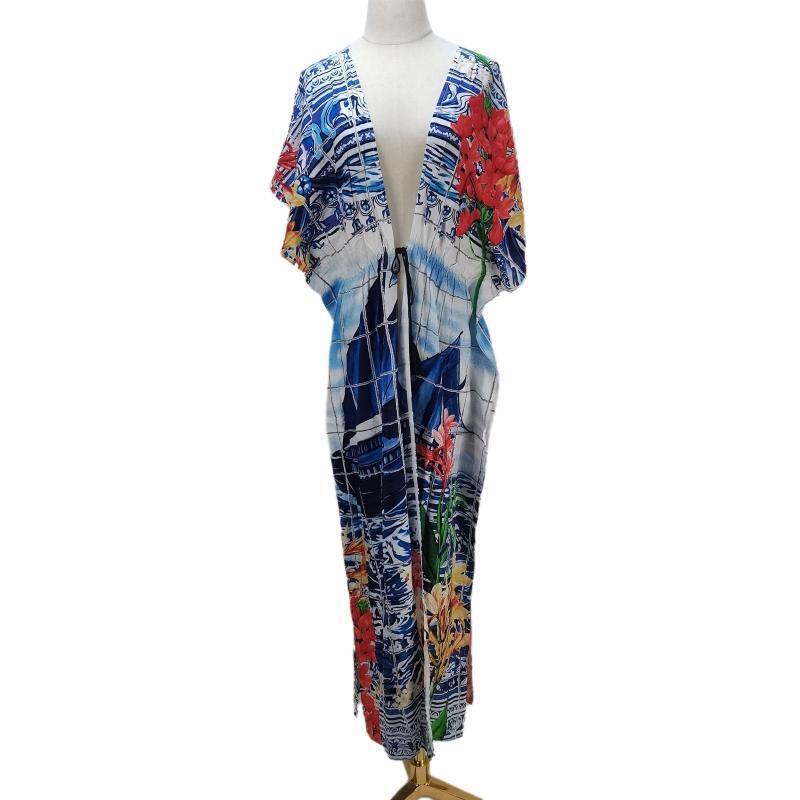 Womens Long Swimsuit Bathing Suit Cover Up Maxi Beach Dress Boho Deep V Neck