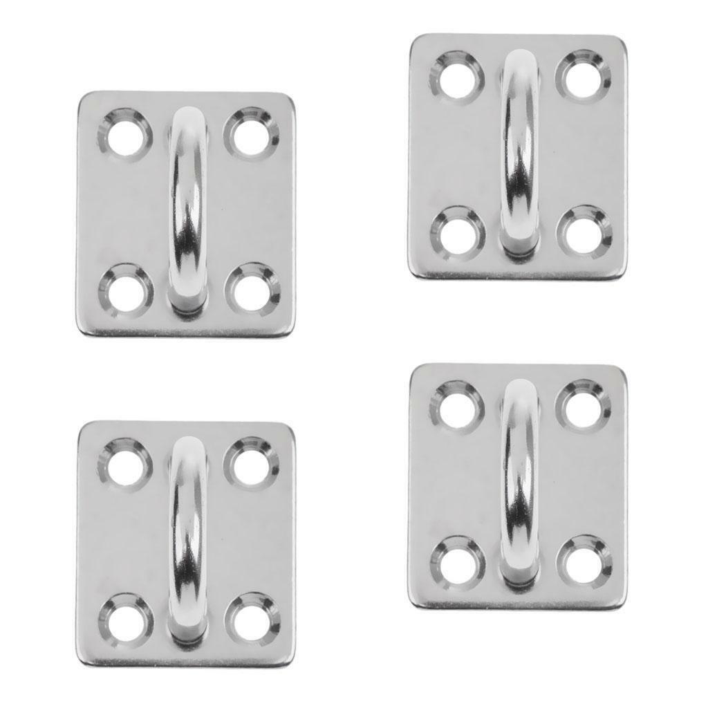 4pcs 5mm Square Pad Eye Plate Stainless Steel Boat Sailing Rigging Hardware