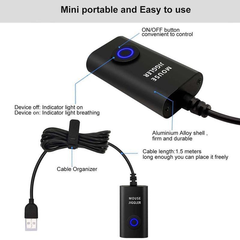 USB Mouse Jiggler Mouse Mover Random Movement,On/Off Switch Keeps Computer Awake