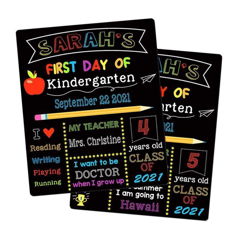 First & Last Days of School Chalkboard for Kid Boy Girl 10x12 Inch Double Sided