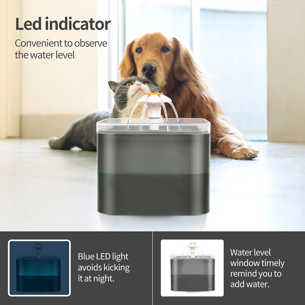 USB Automatic Pet Water Filter Dispenser Cat Water Fountain Feeder (Gray)