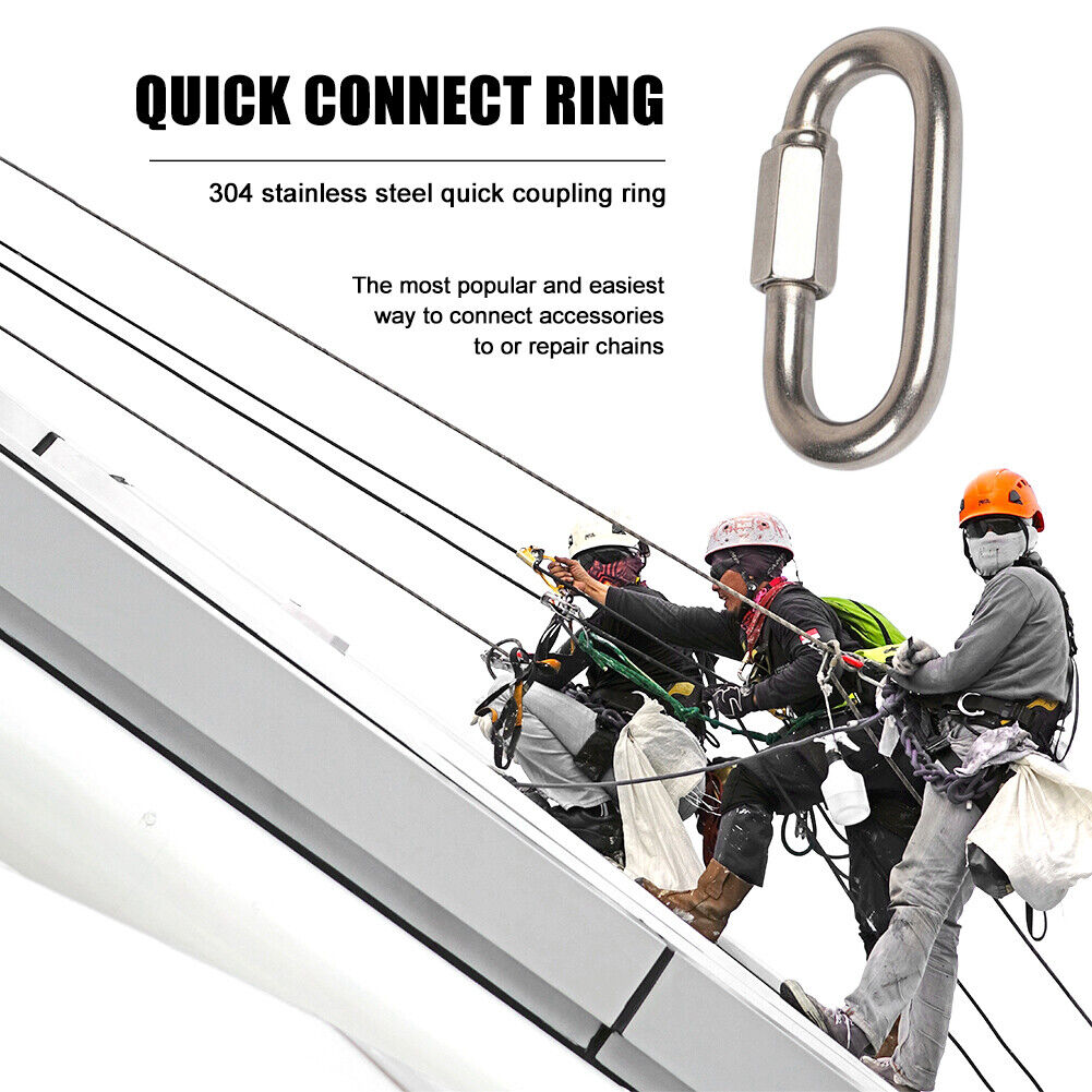 Stainless Steel Screw Lock Quick Links Chain Climbing Carabiner Hook (M8)