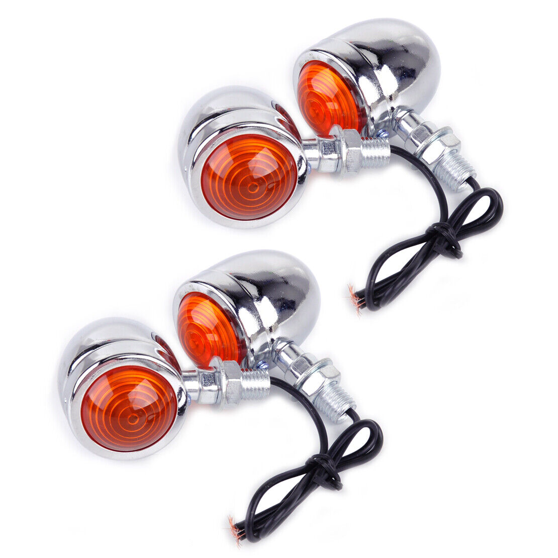 4x Chrome Motorcycle Bullet Turn Signal Indicator Brake Light fit for Chopper Li