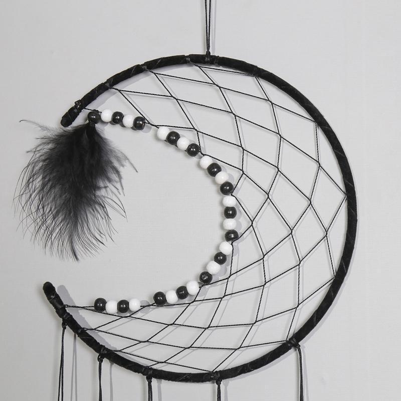 Moon Dream Catcher with Fairy Feather Home Bedroom Decor Girls Kids Gifts
