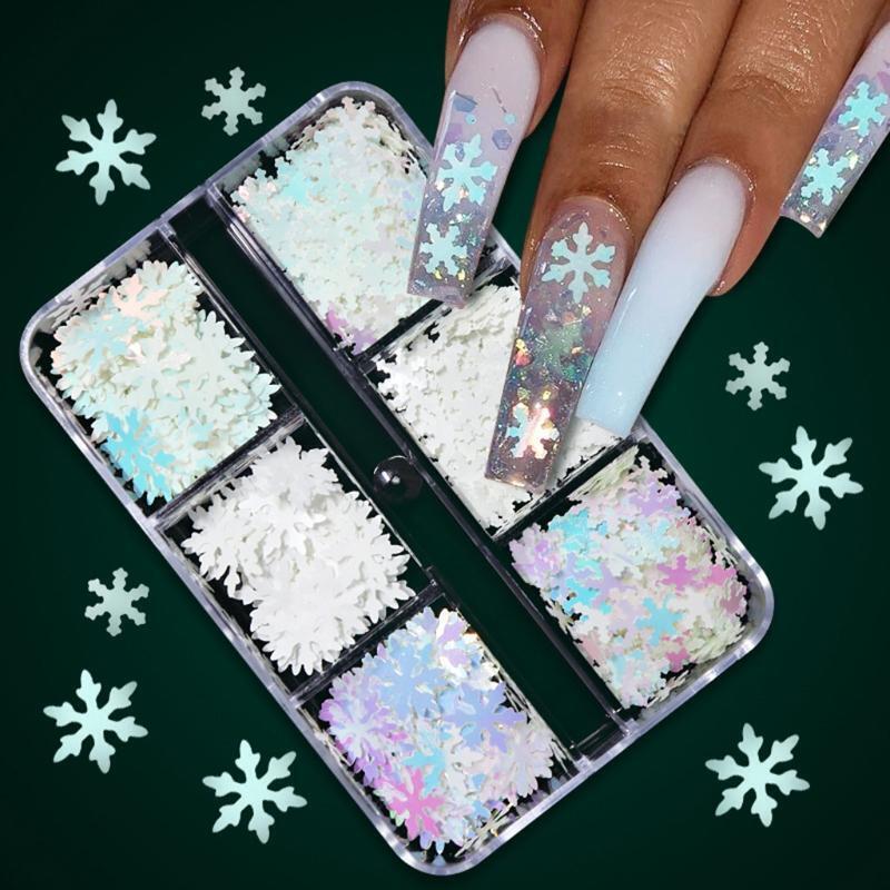 Manicure Decoration Supplies Snowflake Glitter Nail Sequins for Women Girl Gifts