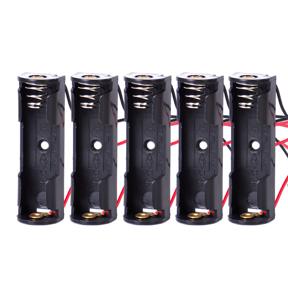 5pcs Plastic Battery Slot Holder Box Storage Case Wire Lead fit for 1x1.5V AA Li