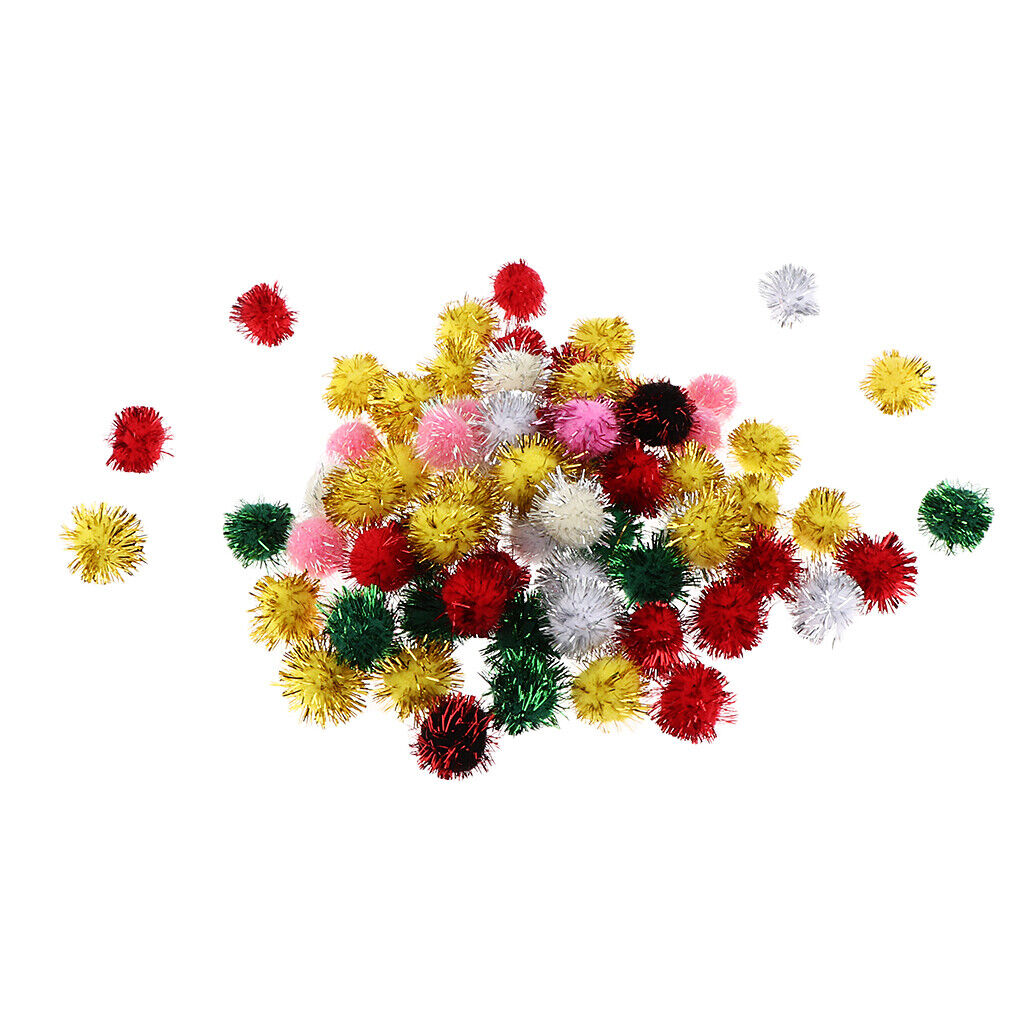 70pcs 25mm Glitter Tinsel Pompom Balls for Play Ball Kitten Cat