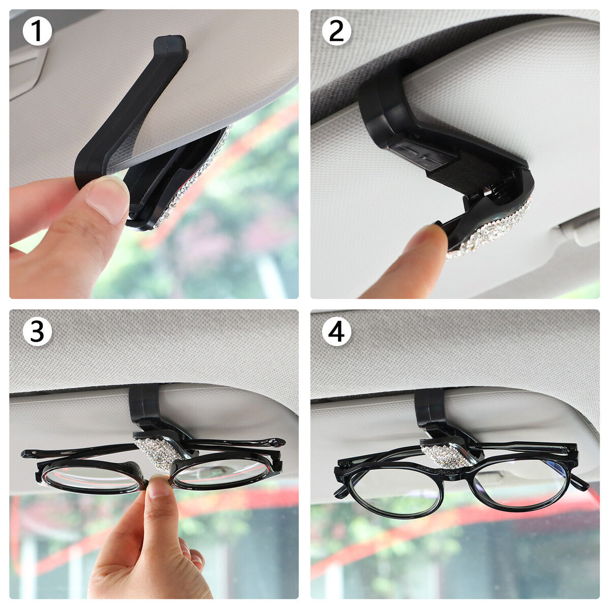 Visor Glasses Holder for Car Sunglass Bling Bling Clip Eyeglasses Hanger