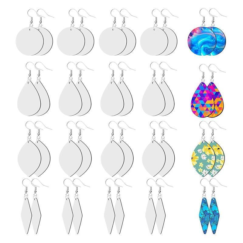 Assorted Shapes Unfinished Wood Teardrop Earring Pendants for Diy Jewelry Crafts