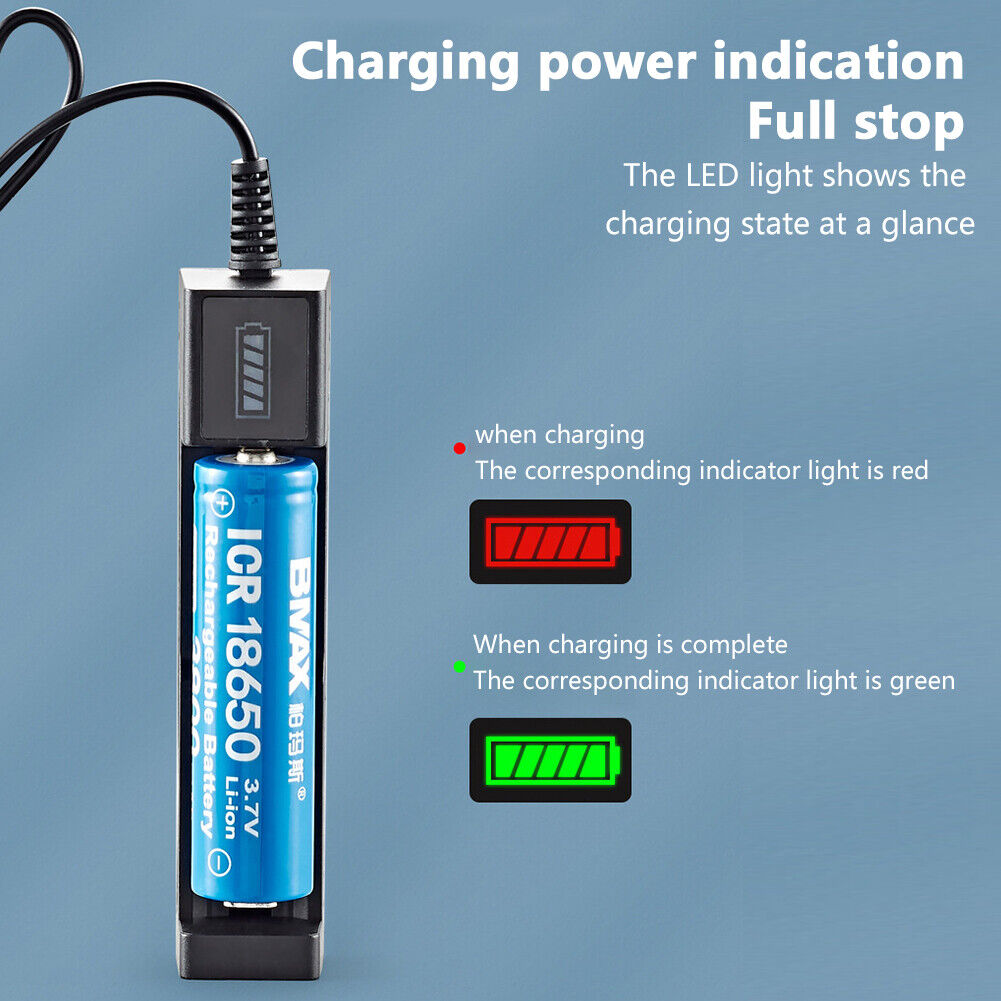 1Slot Charger for 16340 14500 18650 26650 3.7V Rechargeable Lithium Battery
