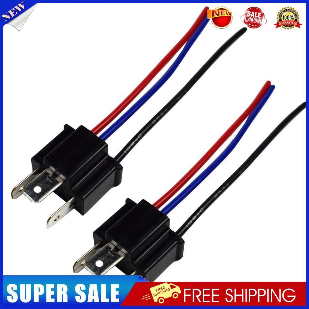 1 Pair 9003 H4 Bulb Socket Male Adapter Connector for Headlight Fog Lamp
