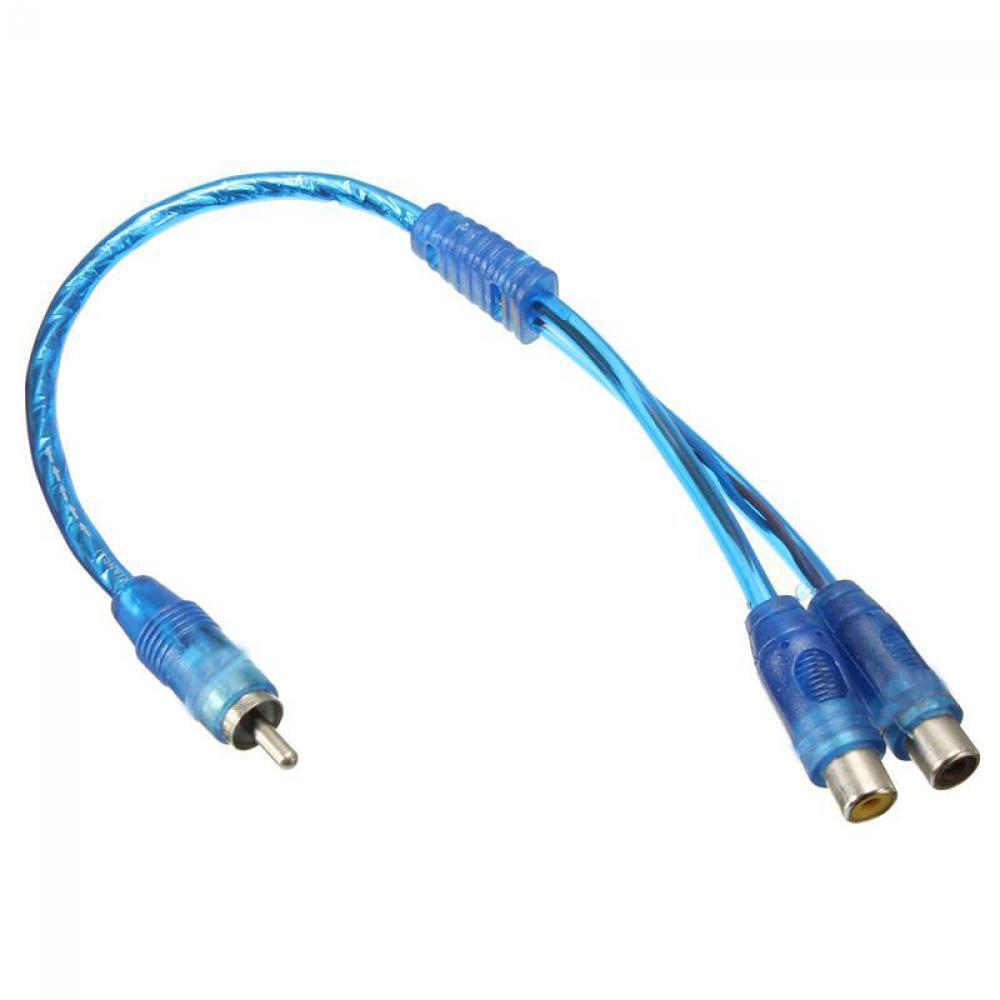 Blue Y Adapter Splitter Stereo Connector 1 RCA Male To 2 Female Audio Cable