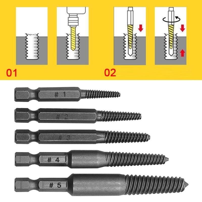 5 Pieces Hex Shank Broken Screwdriver Extractor Set for Removing Stripped Screws